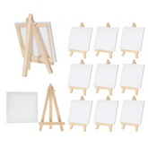 12pc Artists 5" Mini Easel & 3x3" Mini Canvas Set — Kids Craft Painting Kit 10x10cm